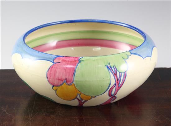 A Clarice Cliff Blue Autumn shallow bowl, diameter 23cm (9in.)